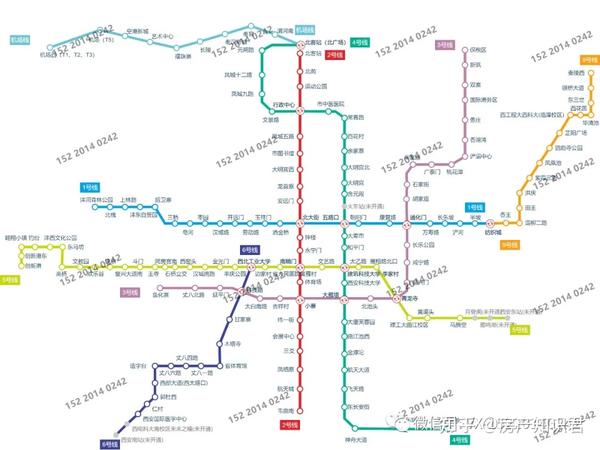 西安市城际轨道交通线网图(远景2050 /规划2025 /已开通运营版)