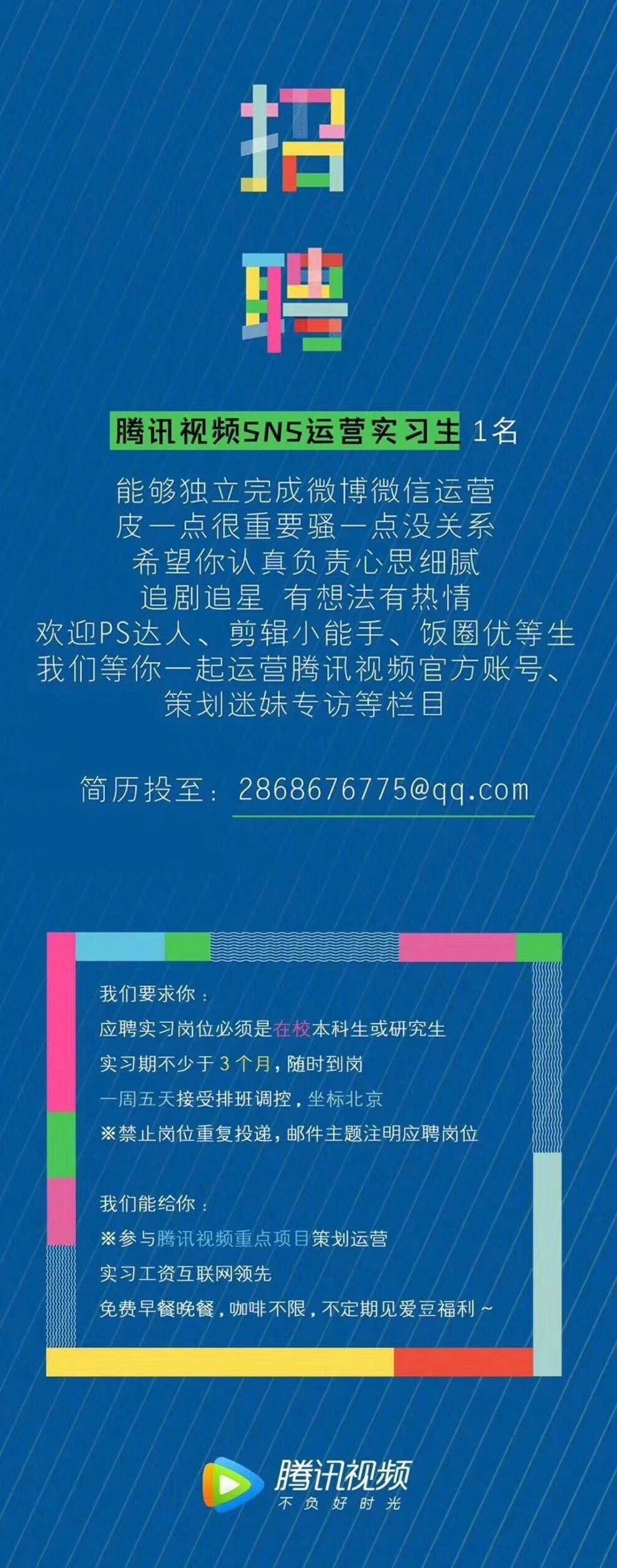 腾讯视频招聘sns运营实习生.人民日报招聘视频实习生.