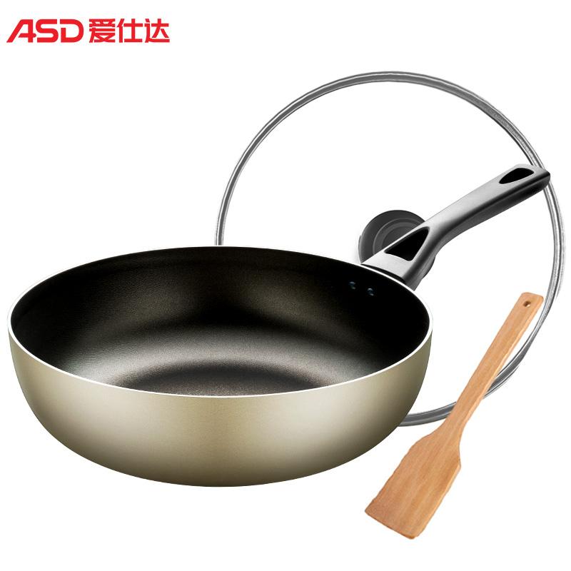 原价￥ 69 现价 ￥ 59 爱仕达 asd 炒锅炒菜锅少烟易洁不粘煎炒锅28cm