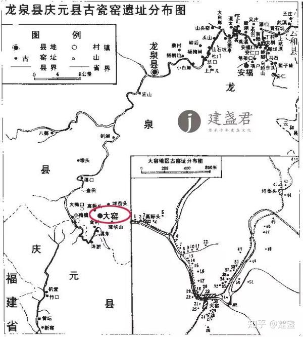 ▼龙泉古代窑址分布图