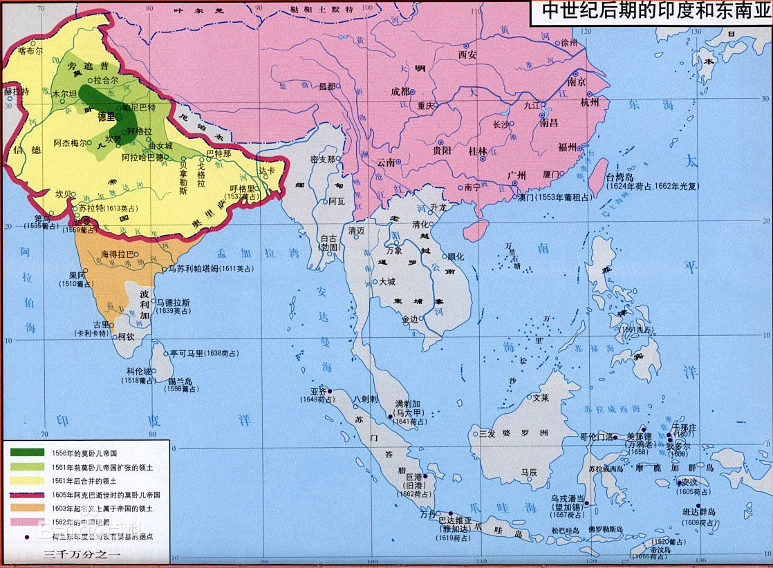 这是中世纪后期的印度和东南亚地图.如果不是英国殖民印度?