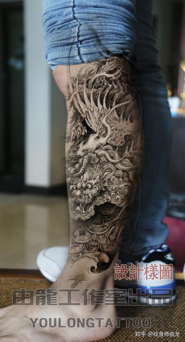 上海由龙纹身满背貔貅纹身图案设计稿