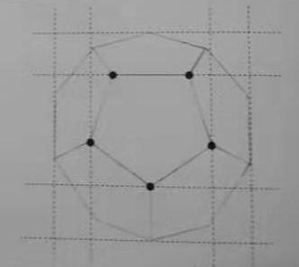 绘画步骤: 确定形体关系:用直线切出十二面体外部轮廓线,确立十二面
