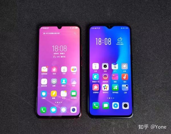 水滴屏系列:左vivo x23,右oppo r17