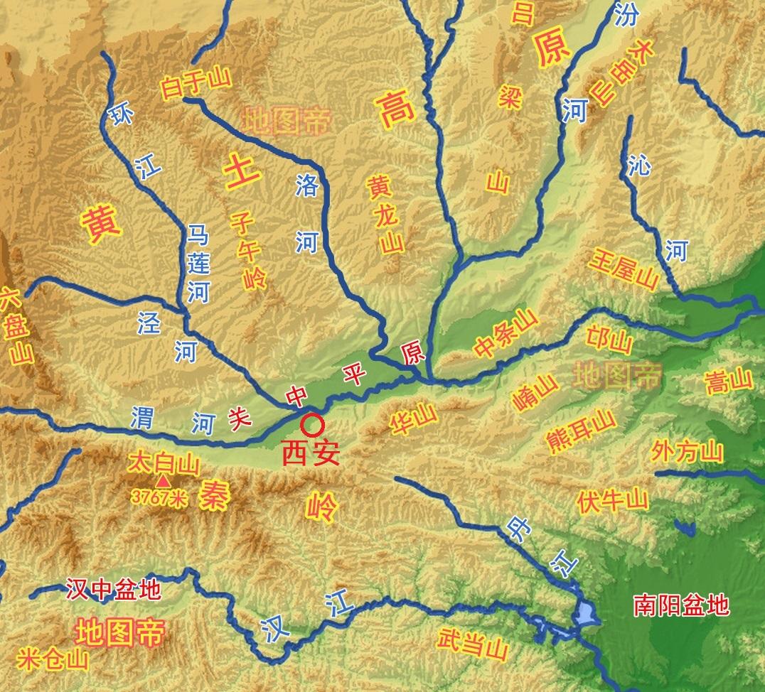 陕西南北长,东西窄,北部是黄土高原,中部是关中平原,南部是秦巴山区