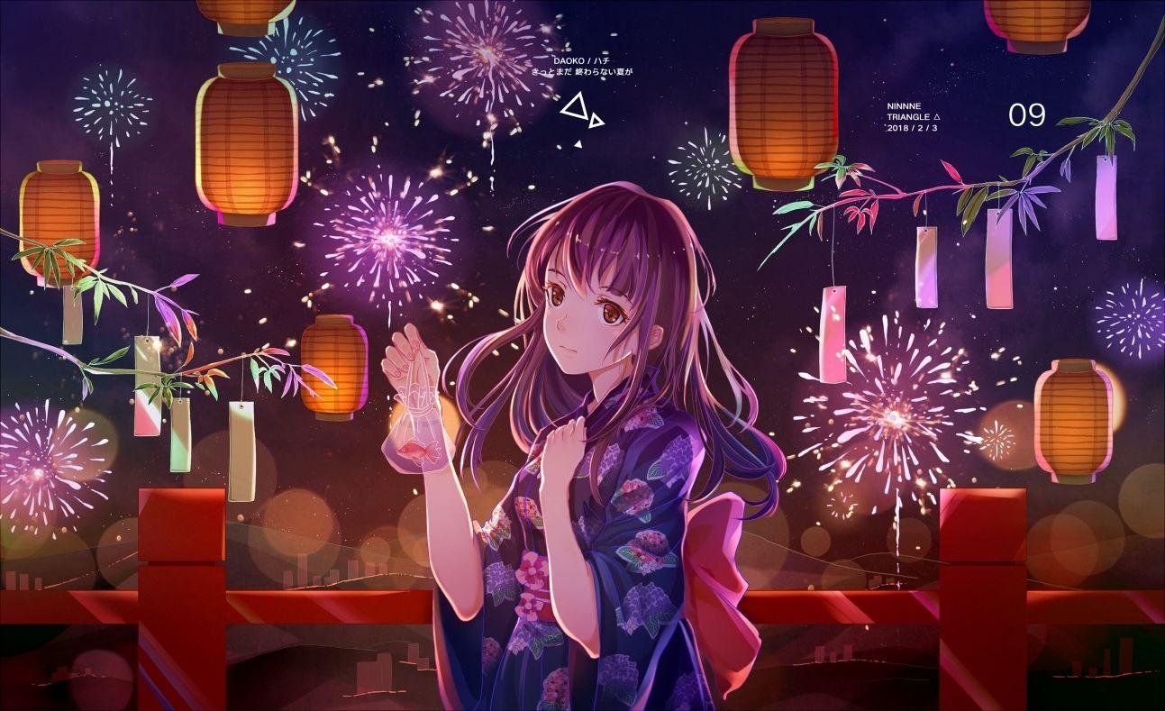 有没有关于夏日祭或花火大会的二次元壁纸