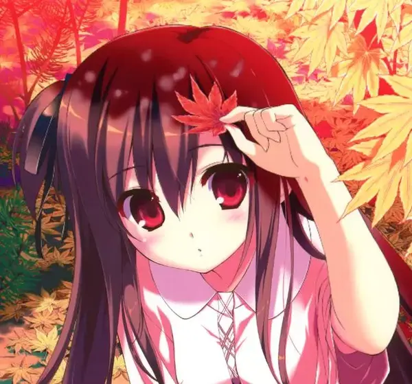 动漫美图:红色的头发和眼睛配上一对黑色的角,奇葩个性美少女.