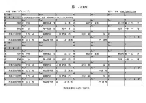 【吉他谱】《雾》张亚东