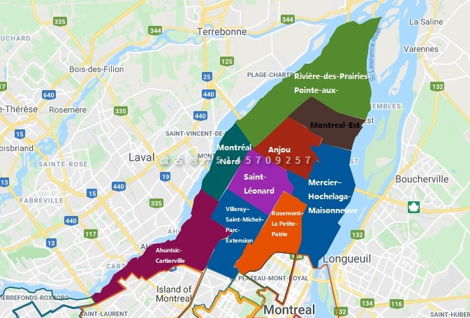 并从没有官方的说法,更没有行政区域的划分,只用于特指蒙特利尔岛东部