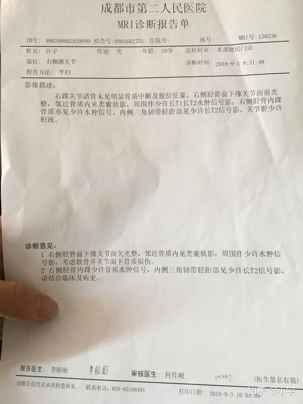 脚踝受伤一年,这是前天刚做的核磁共振
