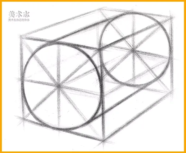 这样切口的椭圆与后面的正圆形成了透视上的差别,更有利于同学们去
