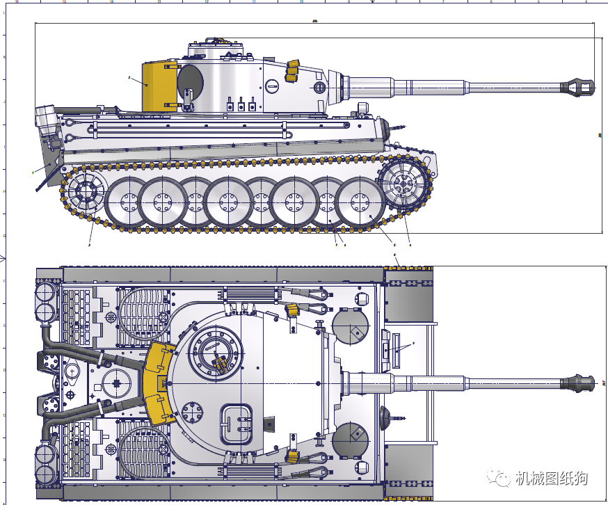 武器模型1比10虎式坦克设计平面图纸pdf格式