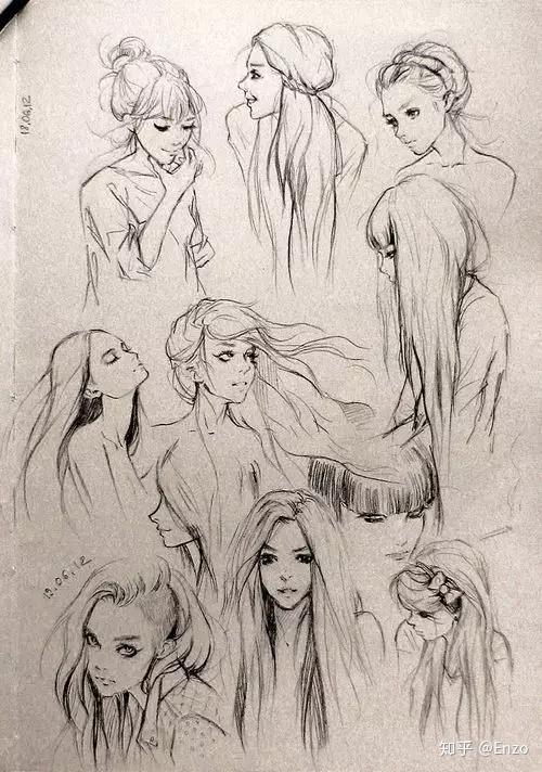 漫画素描的头发怎么画顺?