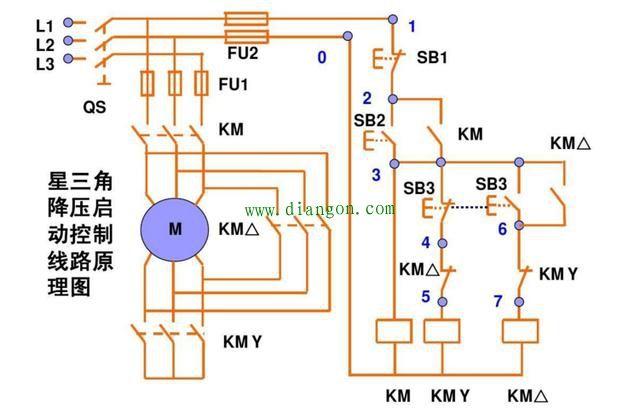 三相异步电动机星三角正反转电路图原理