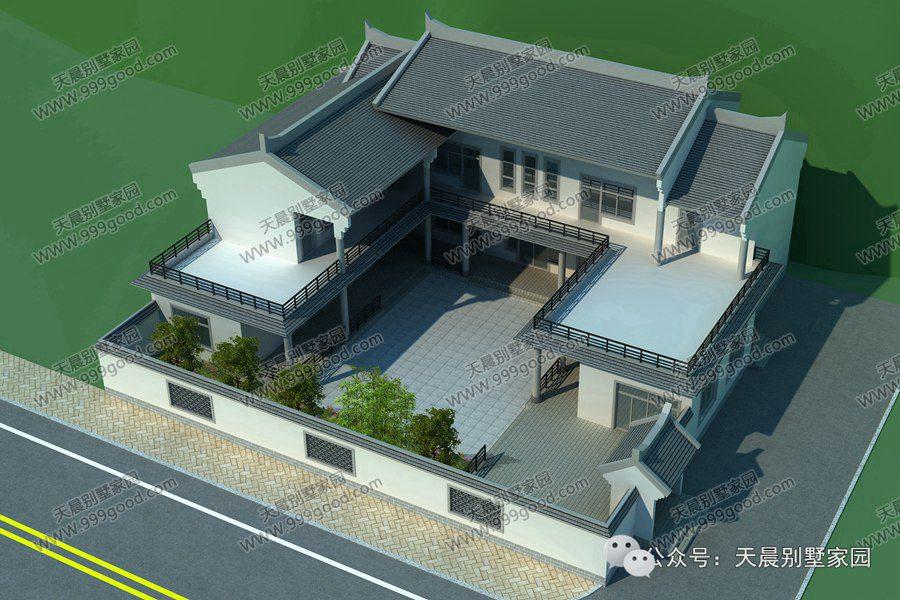 5套农村三合院别墅,中式和现代风哪个好看?宅地大得你