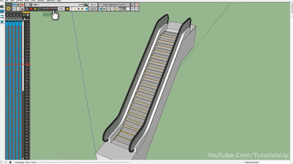 如何使用sketchup制作自动扶梯动画效果?