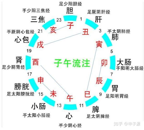 列表整理出下图: 这个时候,卦象对应经络,时辰,以及三阴三阳配六气的