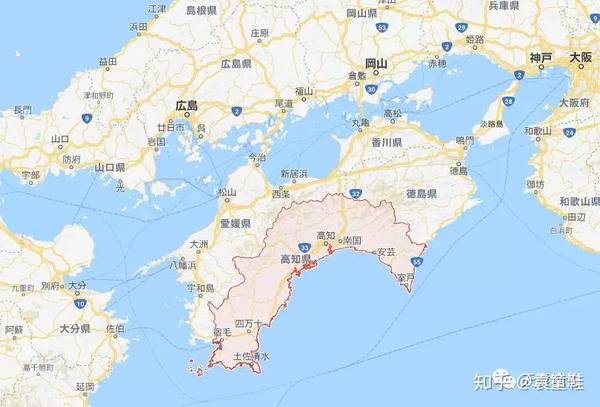 高知县位于日本四岛最小的四国岛南端