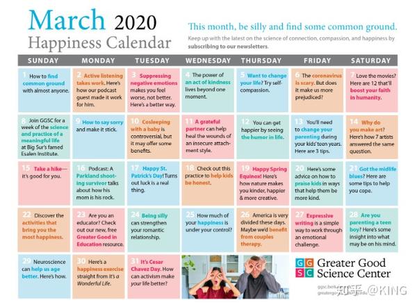中英-your happiness calendar for march 2020