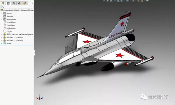 飞行模型dassaultrafale喷气式战斗机模型3d图纸solidworks设计