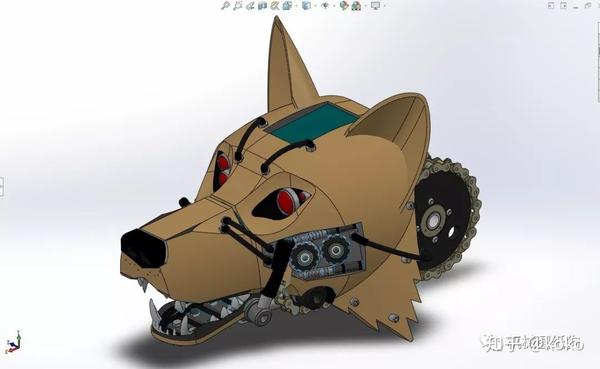 精巧机构机器狼头模型3d图纸solidworks设计
