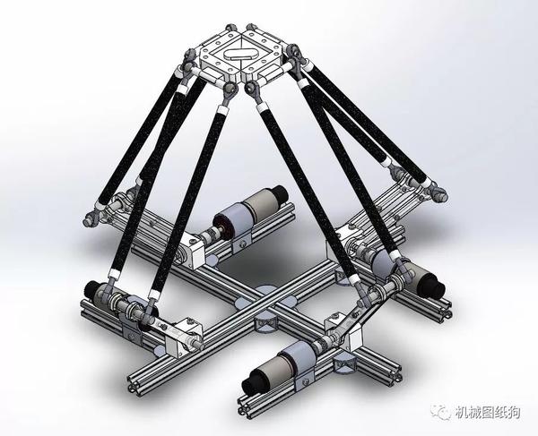 【机器人】delta四自由度并联机械手3d数模图纸 solidworks设计