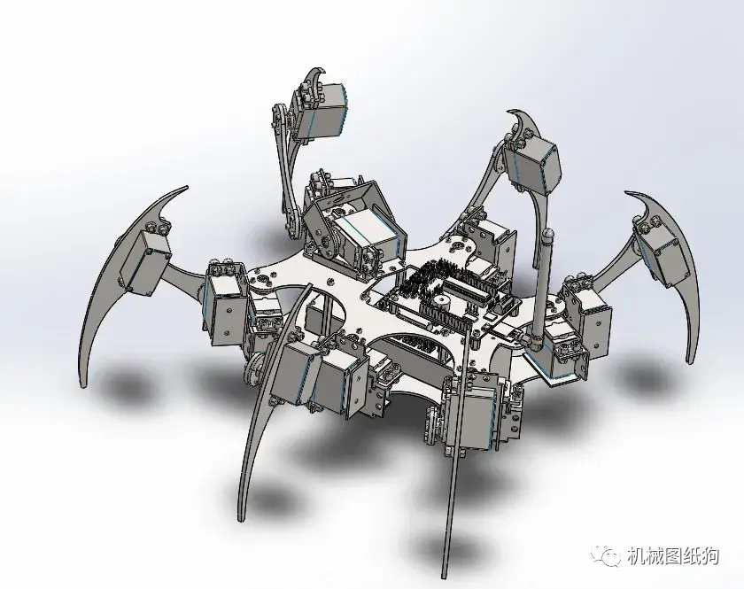 机械工程师 【机器人】爬行六足机器人模型3d图纸 solidworks设计 附