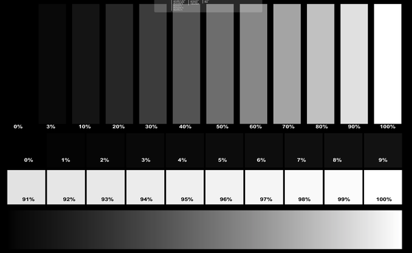 通过显示不同程度的渐变灰色阴影,检查显示器的色阶能力是否出色