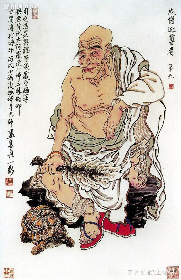 周一新绘画作品:十八罗汉图