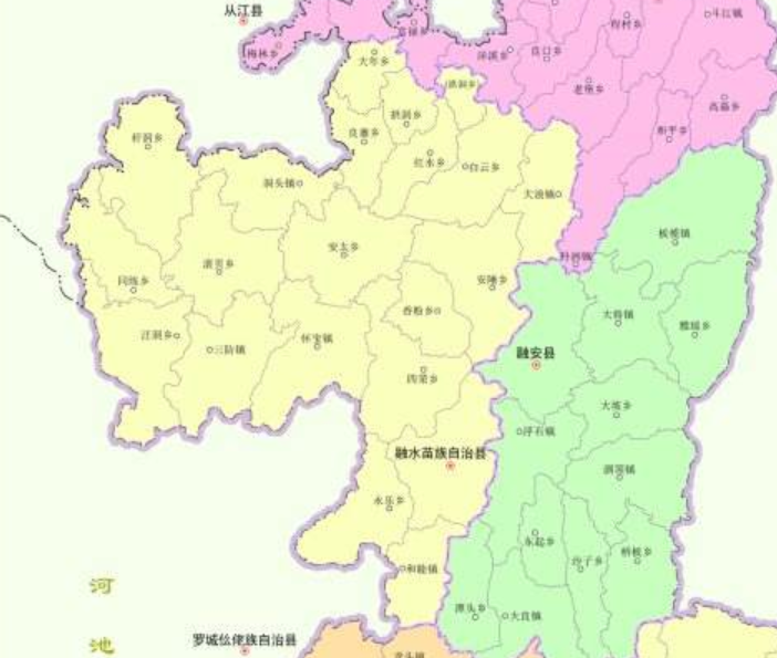 广西融水县地图,咋一看没啥相似度.