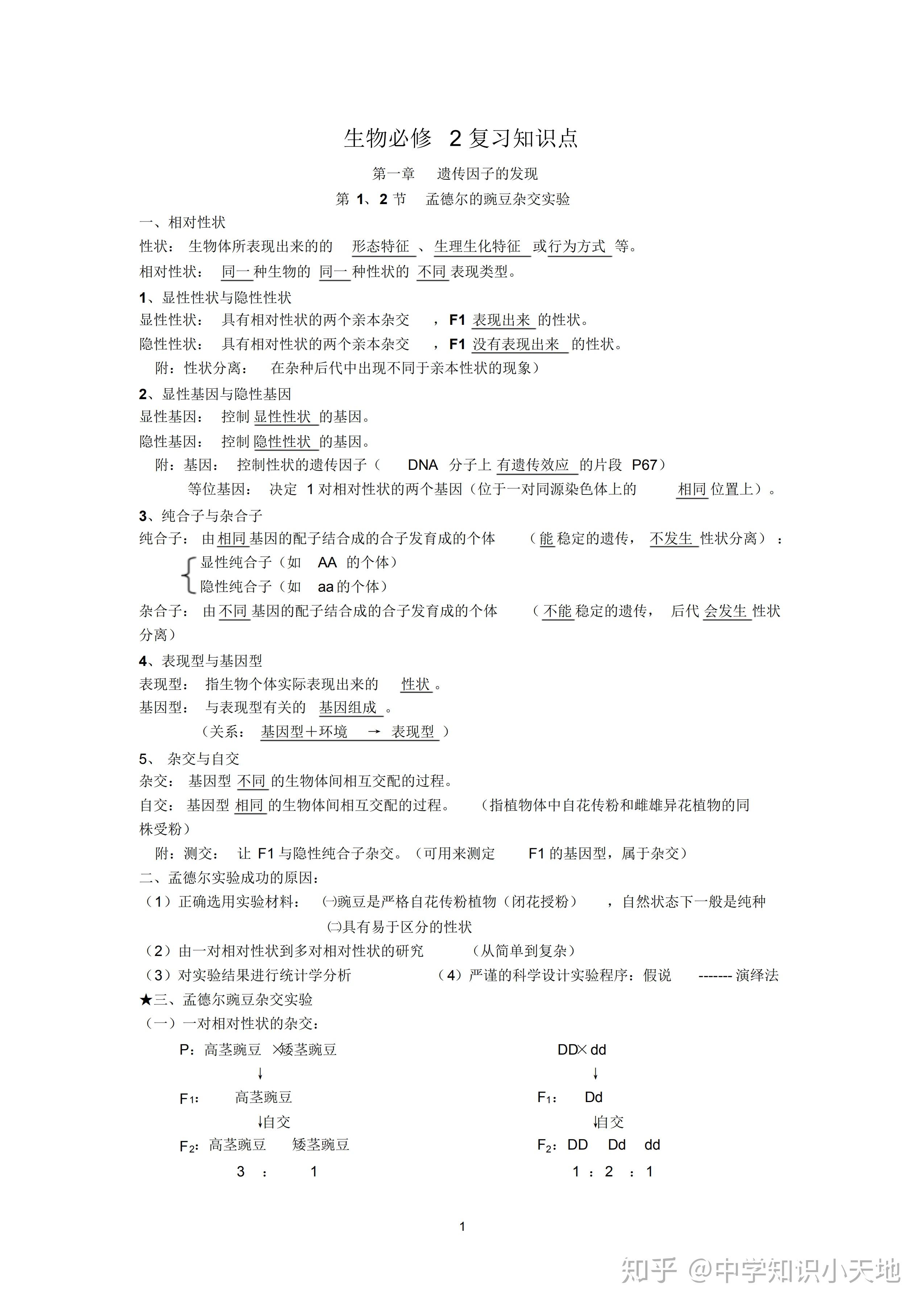 高中生物必修二知识点总结别再费劲整理了都给你准备好了