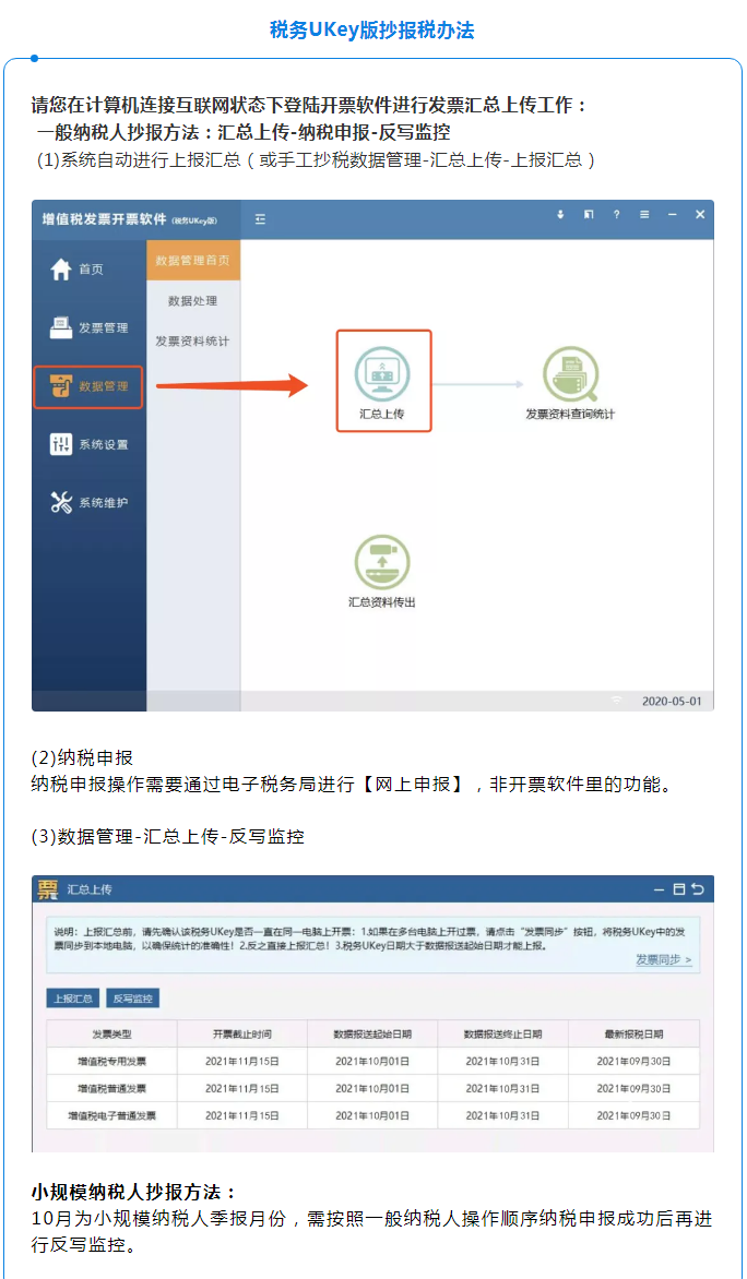 10月小规模季报抄报税图解流程金税盘税控盘税务ukey