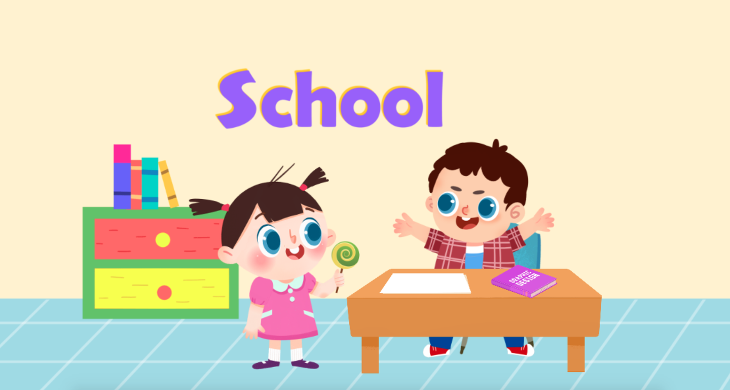 儿童早教启蒙小伙伴 school i learn to make friends at school.