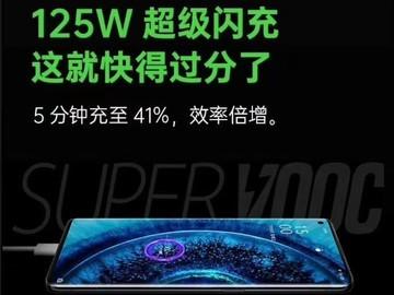 一图看懂oppo125w超级闪充5分钟充41快得过分