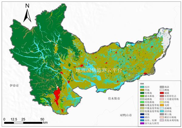 鹤岗市2010年土地利用图