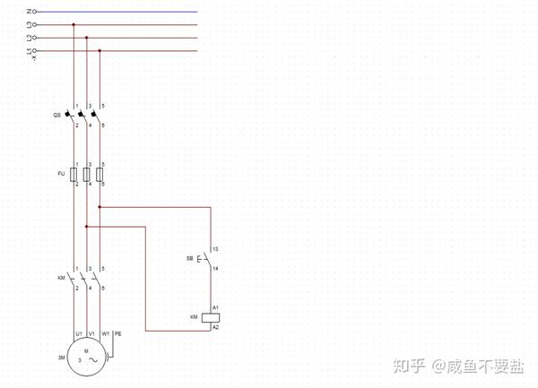 一,三相异步电动机点动控制原理图