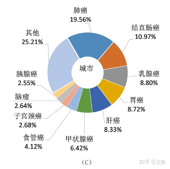 城市的各系统癌症发病率(2015年)