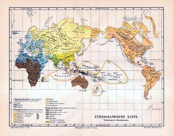 绘于19世纪80年代的人种地图