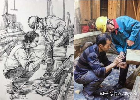 武汉209画室:暑期美术培训丨照片对照范画,场景速写画