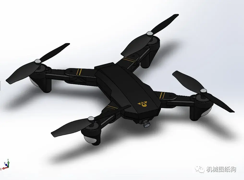 【无人机】3d-drone四轴航拍无人机模型3d图纸 solidworks设计