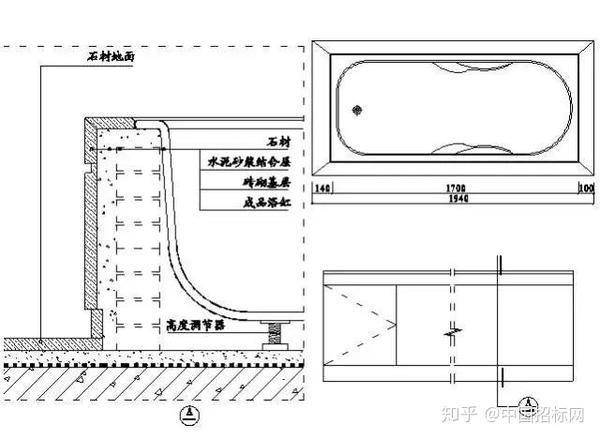 37,浴缸石材收口施工示意图03