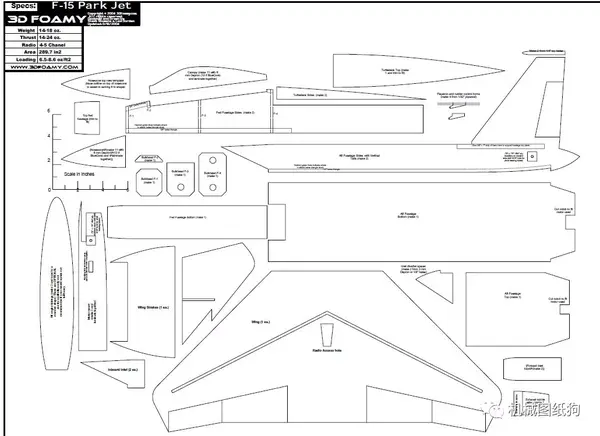 【飞行模型】f-15战斗机航模制作图纸 pdf格式