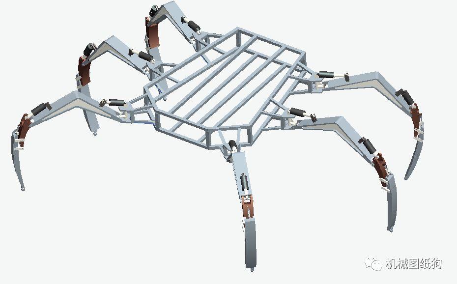 工程机械hexapod六爪仿蜘蛛结构3d数模图纸creo设计附stp格式