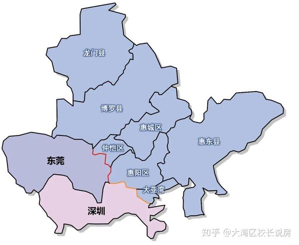 四个区级行政区中,惠城区是惠州市的市辖区,位处惠州中部,而仲恺高新