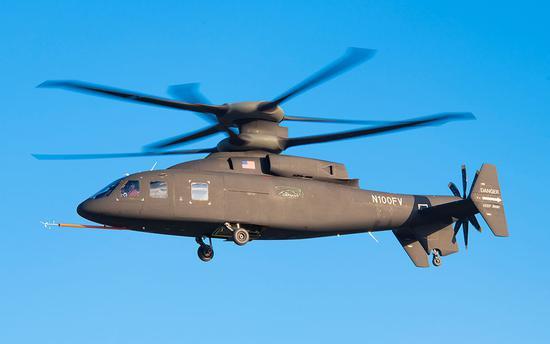 与西科斯基公司合研的第一架完整体sb-1"大胆"复合旋翼直升机成功完成