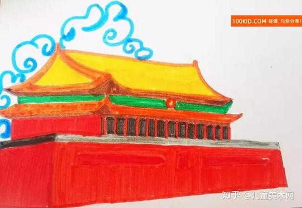 国庆节水彩笔绘画教程-祝福祖国繁荣昌盛
