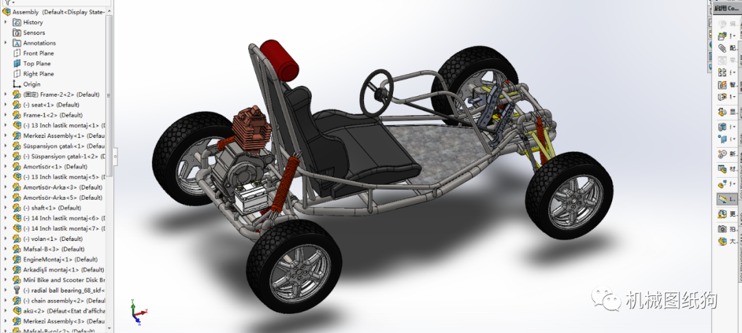 卡丁赛车atvutv卡丁车模型3d图纸solidworks设计