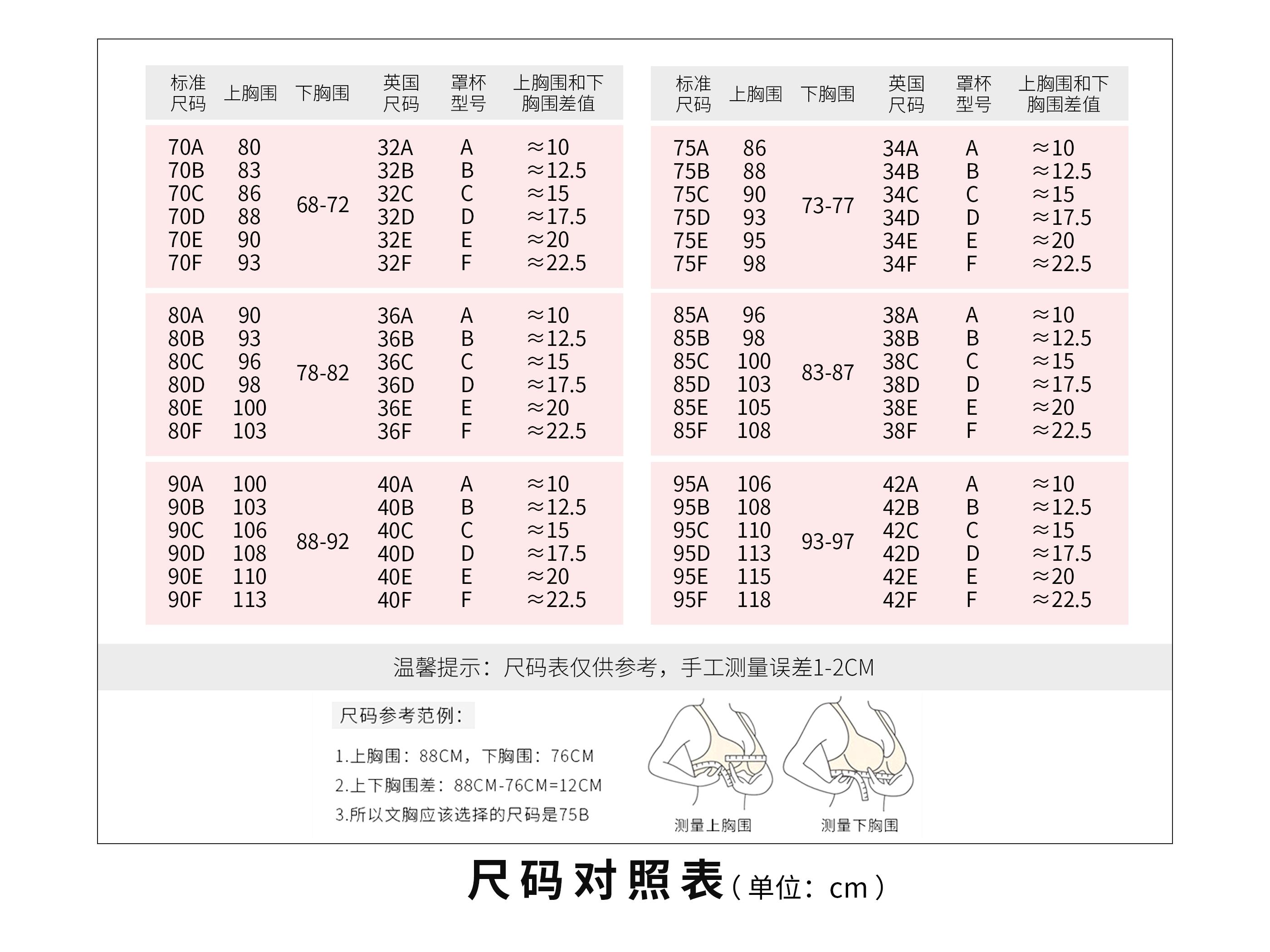 最全内衣尺码表来也 显示全部