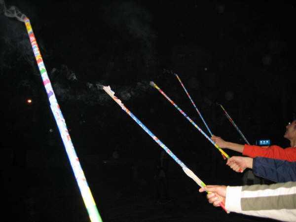 我三四岁的时候,有一个春节,那个时候流行一种叫魔术弹的烟花