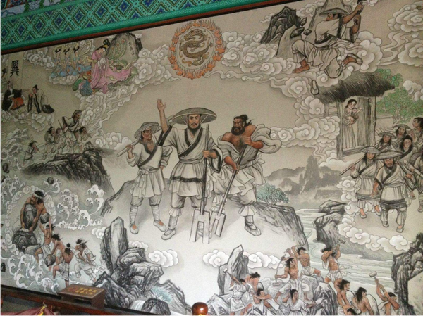 *大禹治水主题壁画,图源网络 而